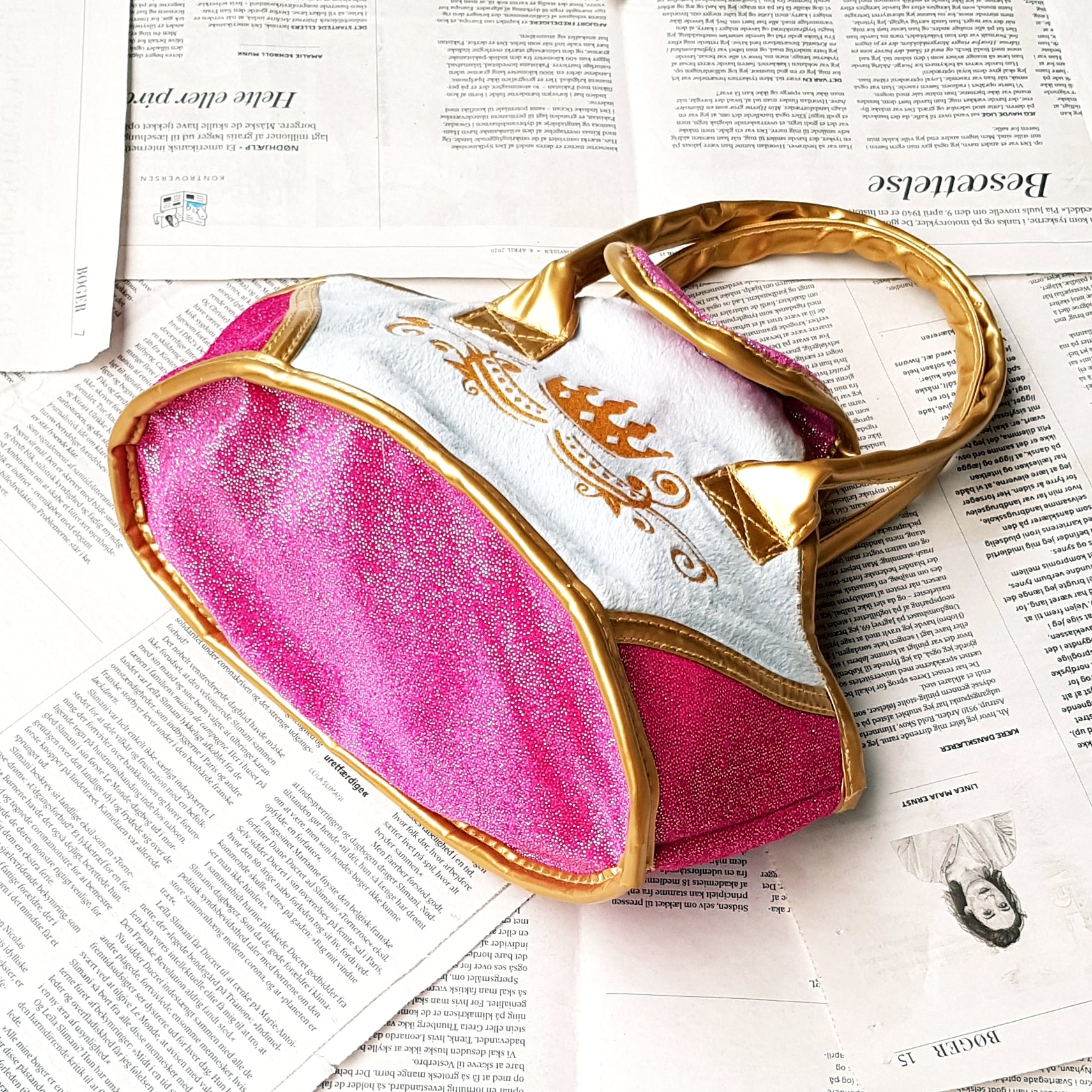 Genbrug - Taske - Prinsesse - Pink/Guld/Lyseblå – Me DK