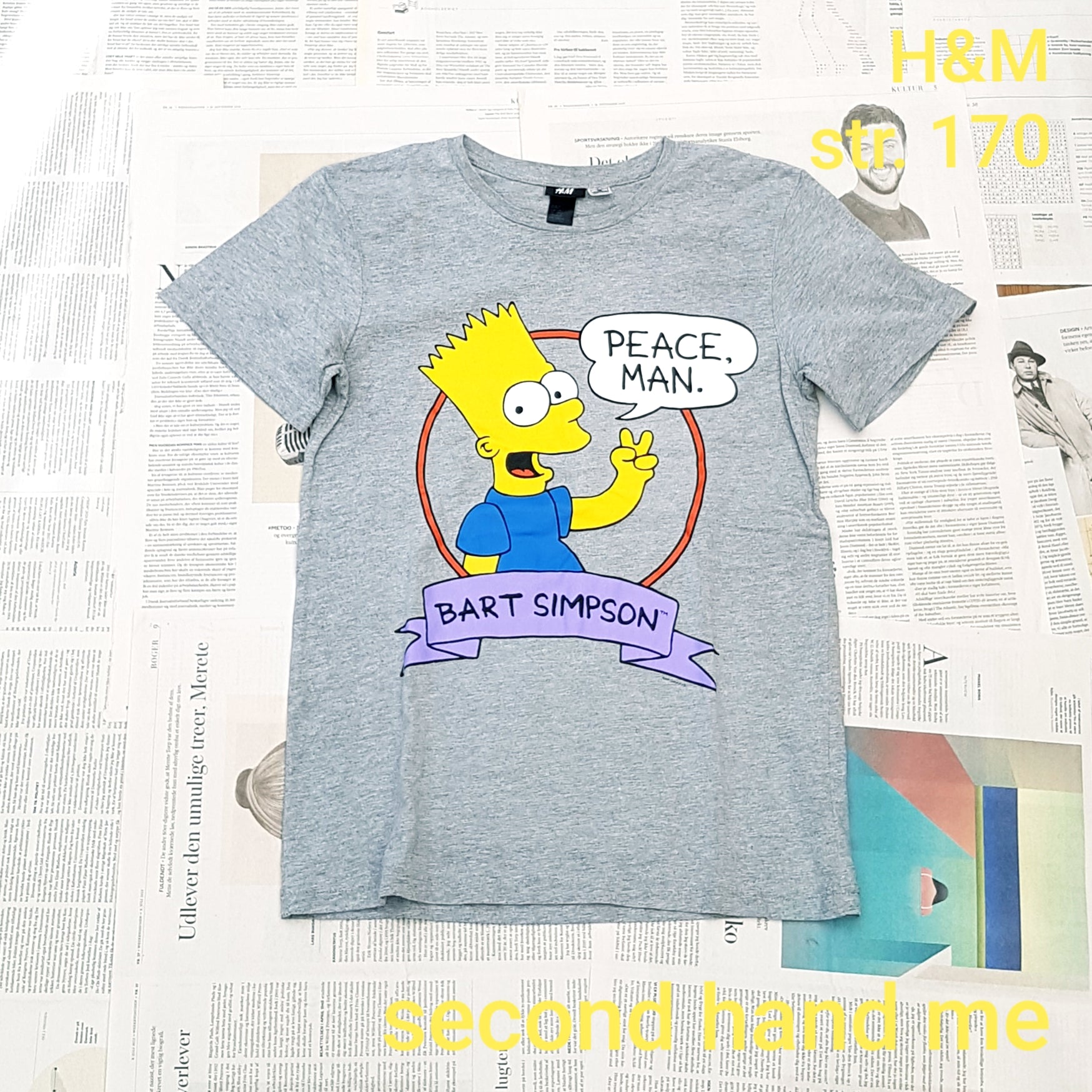 Genbrug Tøj/Drenge - T-Shirt - Bart Simpson - Grå (EUR 170) – Glitter Me DK